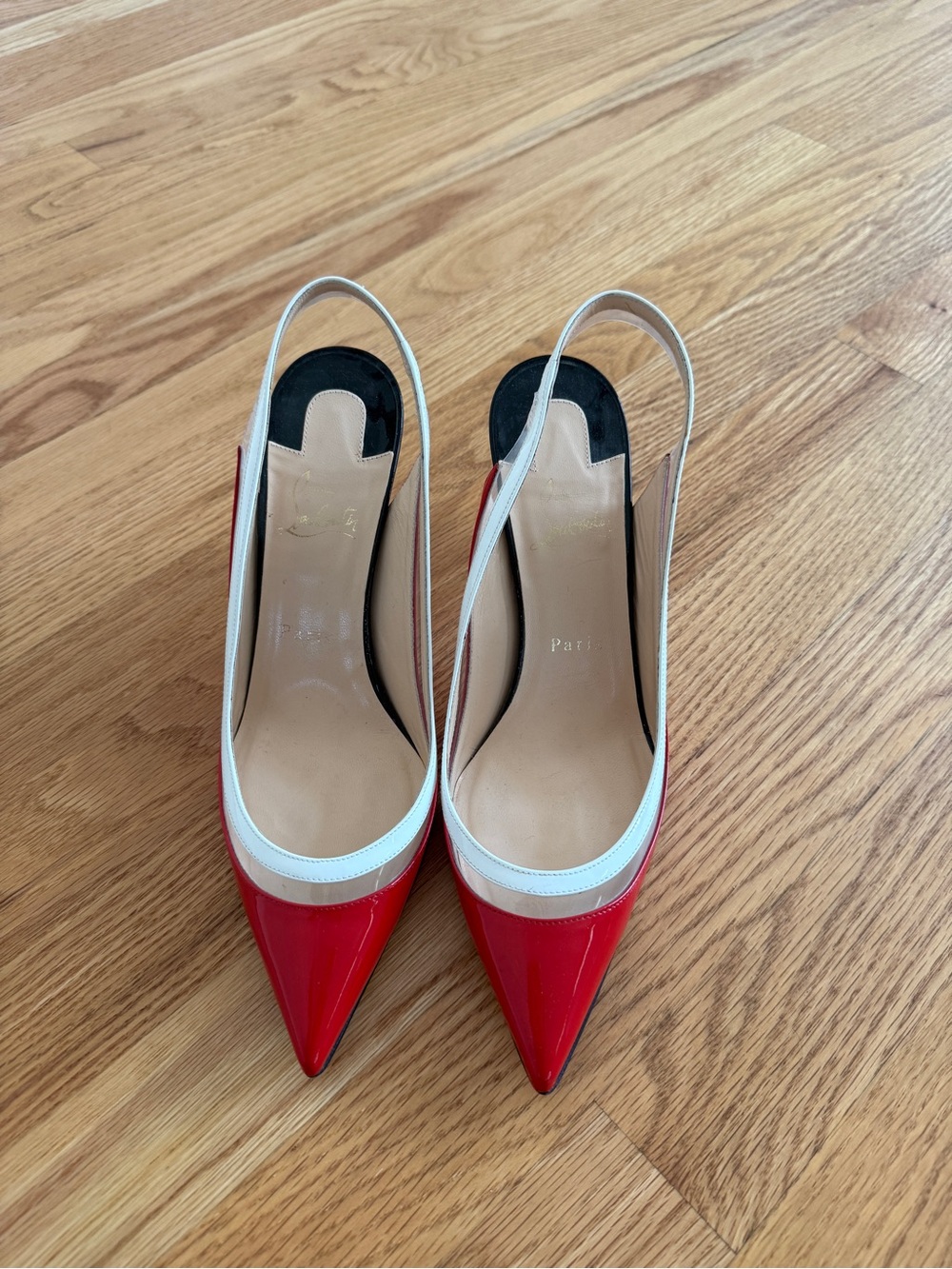 Christian Louboutin Paulina Sling 85 Patent/PVC Version Corazon - Picture 3 of 10